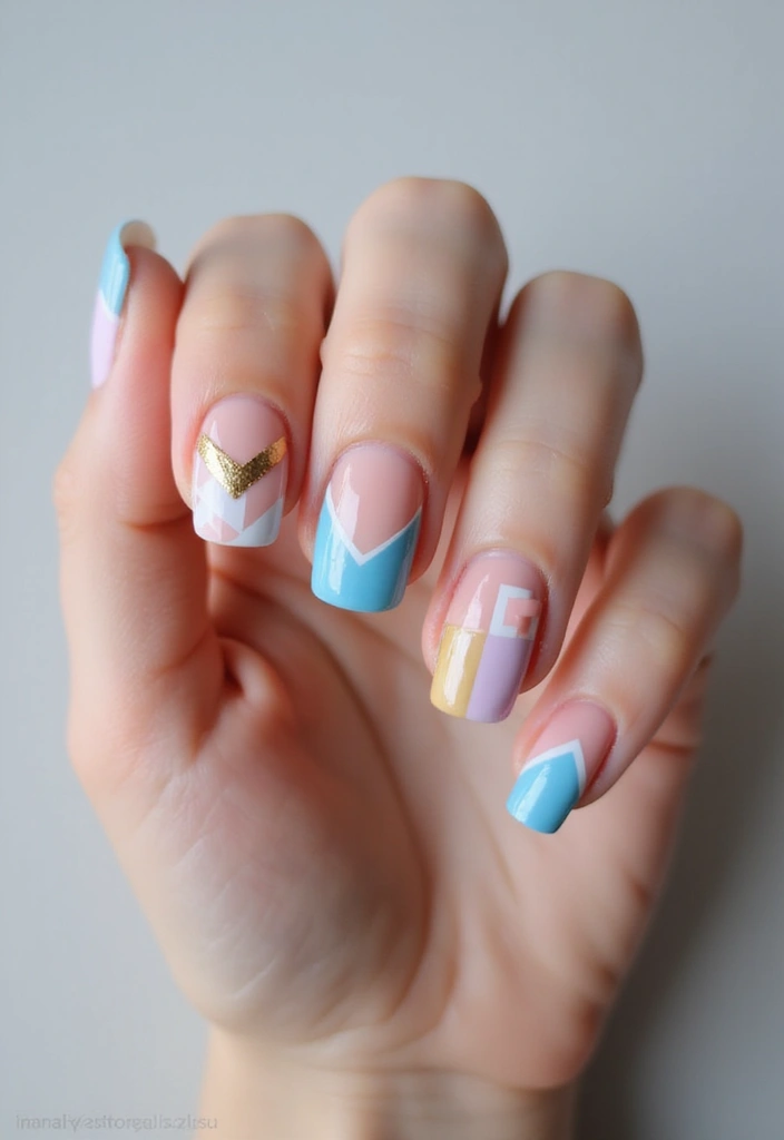 35 French Nail Ideas with Irresistible Twists - 5. Geometric French Nails
