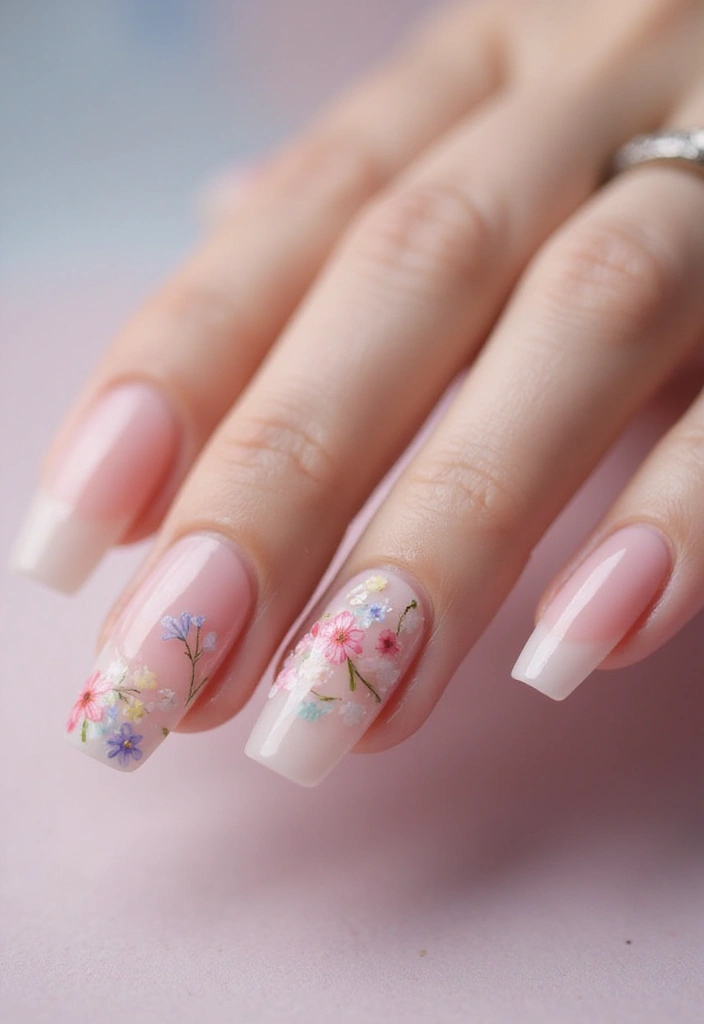 35 French Nail Ideas with Irresistible Twists - 6. Floral French Manicure
