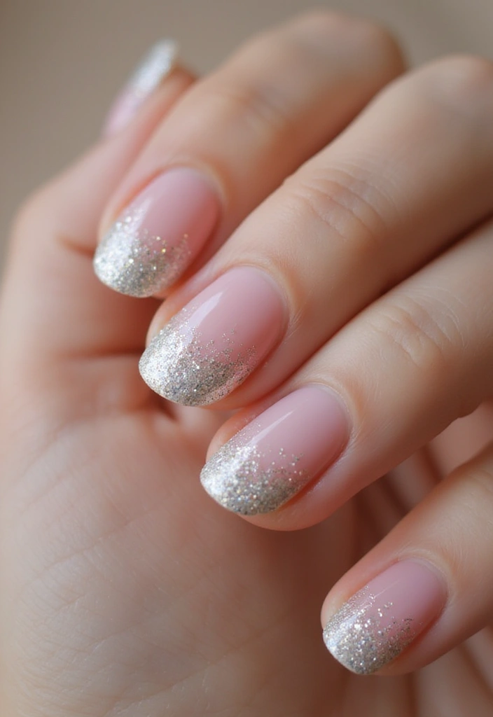 35 French Nail Ideas with Irresistible Twists - 7. Glitter Gradient French Tips
