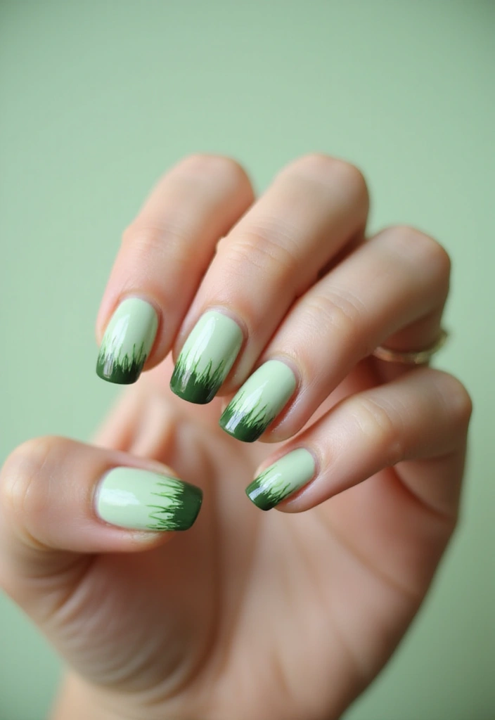35 Fresh Green Nail Ideas for Nature-Inspired Eco-Chic Glow - 14. Grass-Inspired Tips