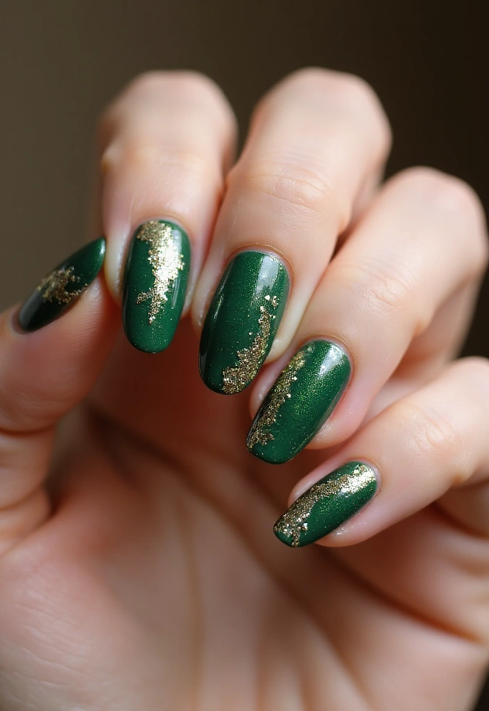 35 Fresh Green Nail Ideas for Nature-Inspired Eco-Chic Glow - 25. Glittery Moss