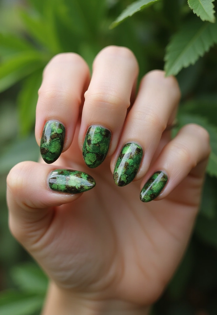 35 Fresh Green Nail Ideas for Nature-Inspired Eco-Chic Glow - 29. Jungle Gradient