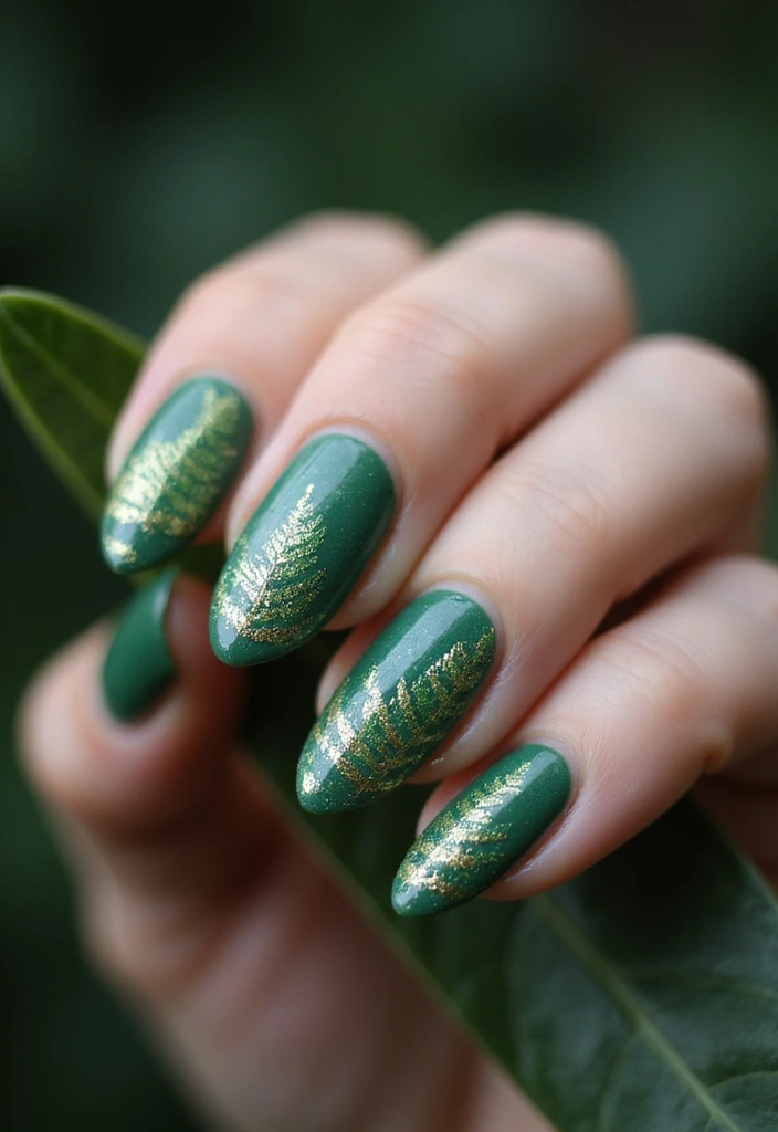 35 Fresh Green Nail Ideas for Nature-Inspired Eco-Chic Glow - 3. Fern Fronds