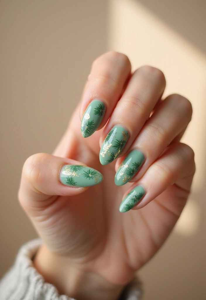 35 Fresh Green Nail Ideas for Nature-Inspired Eco-Chic Glow - 32. Pine Needle Patterns
