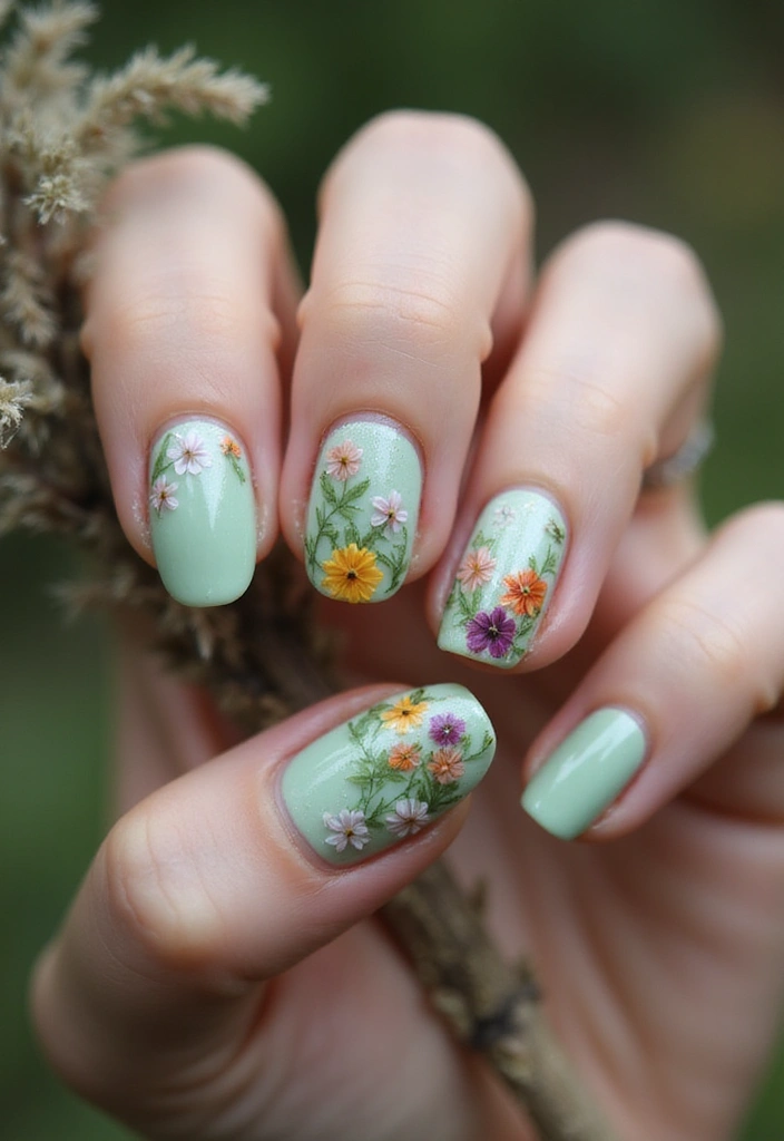 35 Fresh Green Nail Ideas for Nature-Inspired Eco-Chic Glow - 4. Terrarium Nails