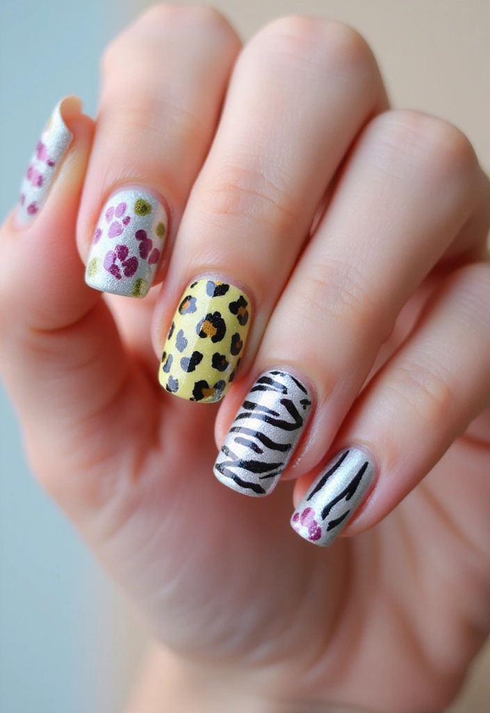 35 Futuristic Chrome Nail Ideas for Metallic - 17. Whimsical Animal Prints