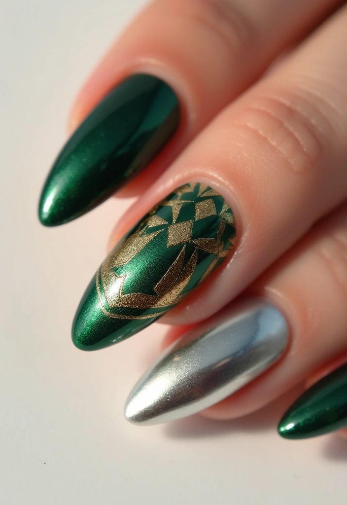 35 Futuristic Chrome Nail Ideas for Metallic - 20. Statement Nail