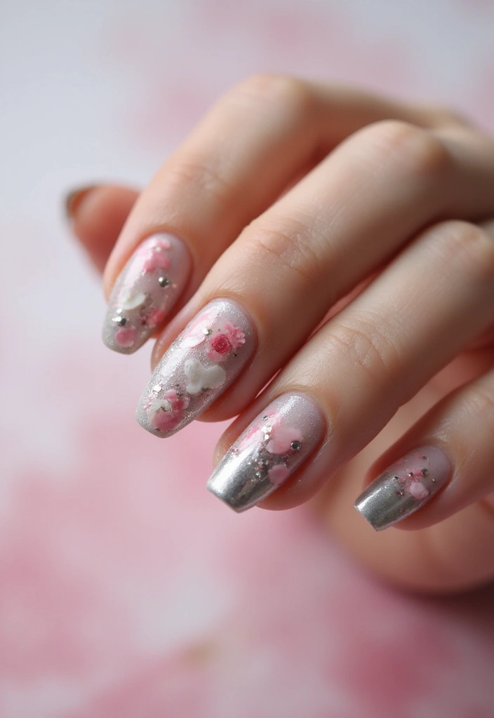 35 Futuristic Chrome Nail Ideas for Metallic - 22. Heartfelt Chrome
