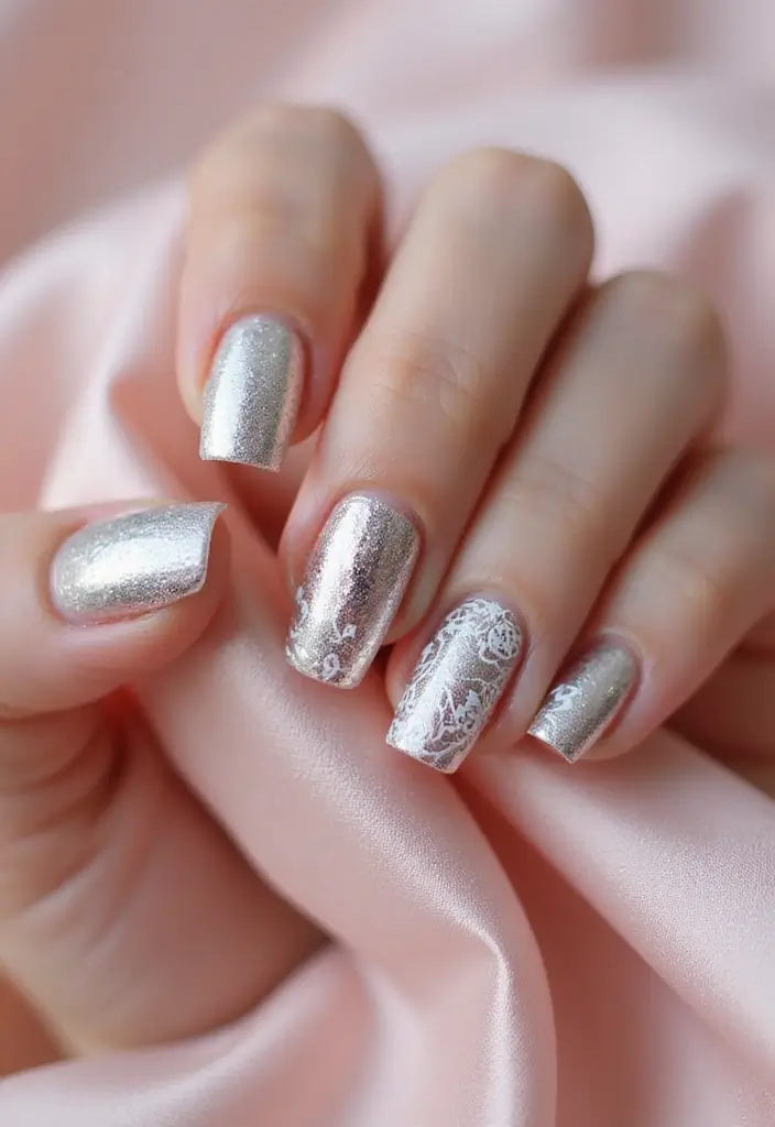 35 Futuristic Chrome Nail Ideas for Metallic - 23. Futuristic Lace