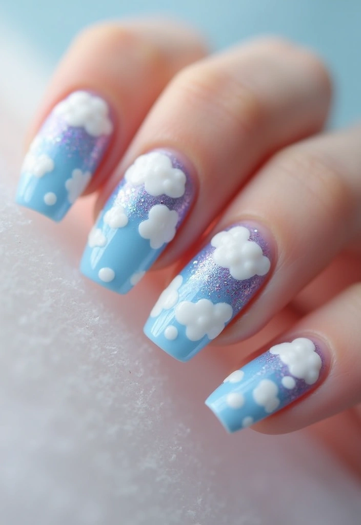 35 Futuristic Chrome Nail Ideas for Metallic - 28. Ethereal Clouds