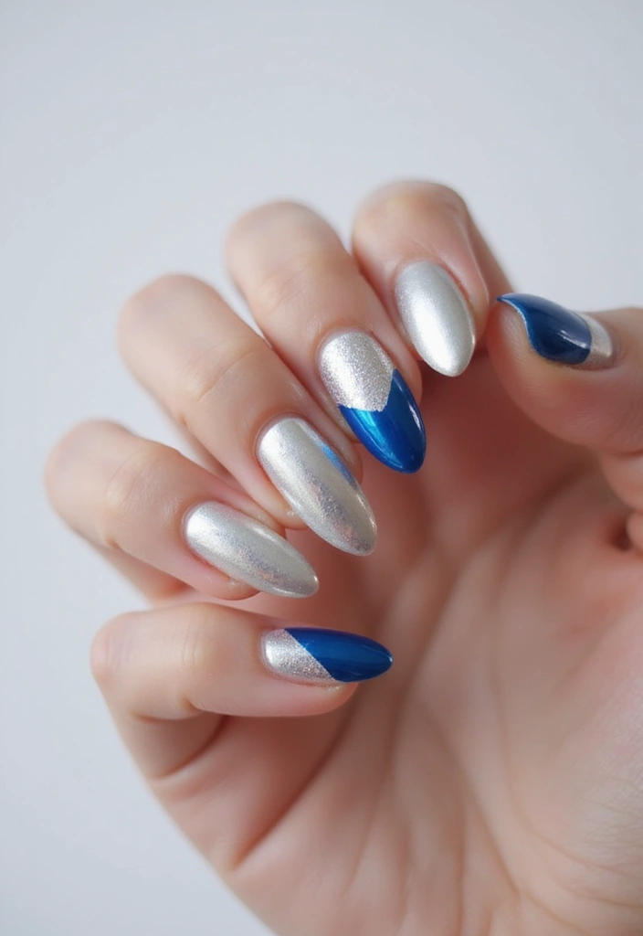 35 Futuristic Chrome Nail Ideas for Metallic - 6. Dual-Tone Chrome