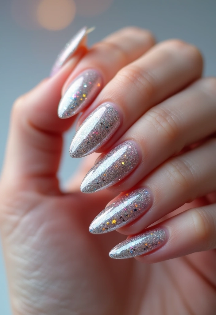 35 Futuristic Chrome Nail Ideas for Metallic - 7. Starlit Sparkle