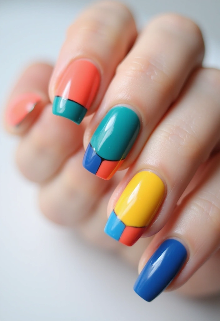 35 Gel Nail Ideas for Shiny - 13. Color Blocking