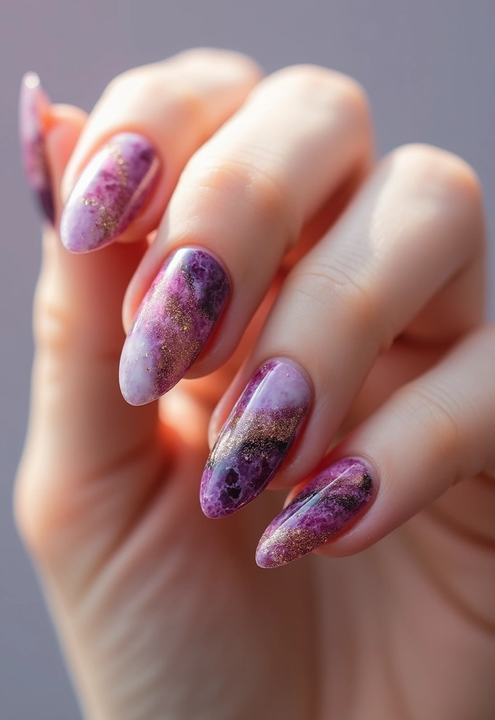 35 Gel Nail Ideas for Shiny - 14. Artistic Marble Effect