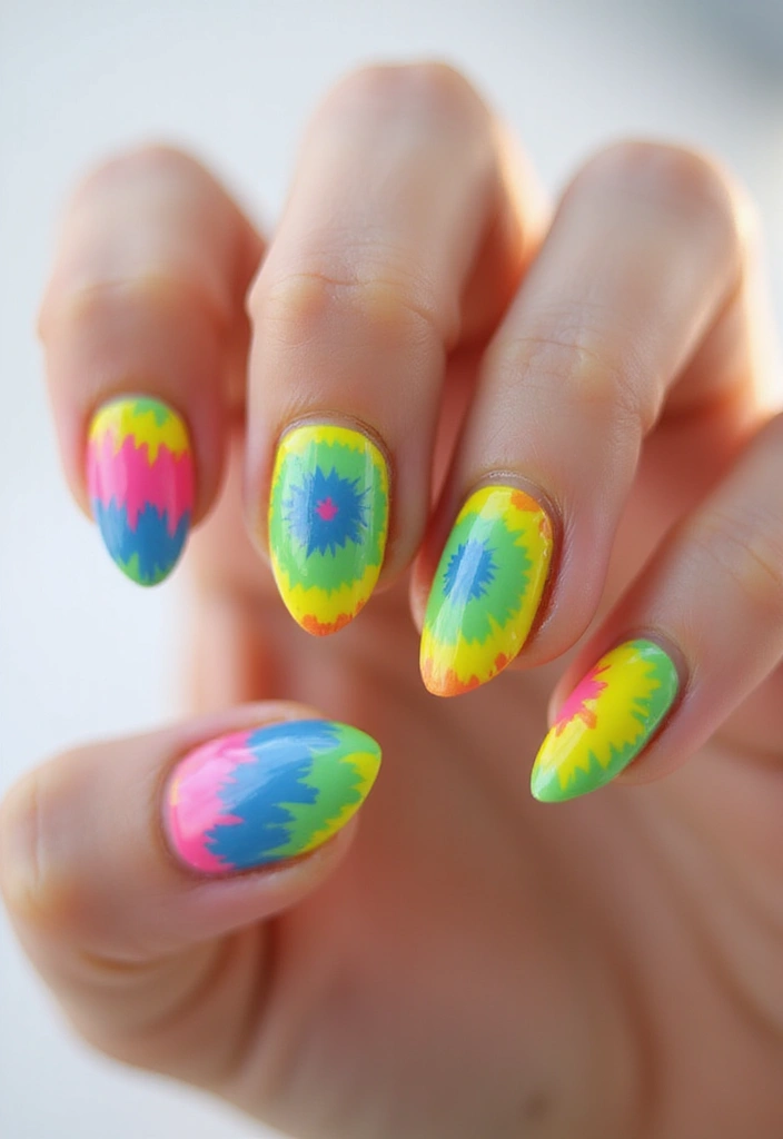 35 Gel Nail Ideas for Shiny - 18. Tie-Dye Swirls