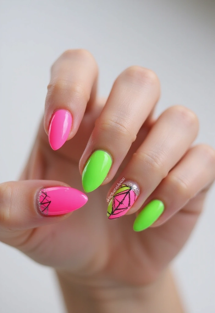 35 Gel Nail Ideas for Shiny - 20. Neon Brights