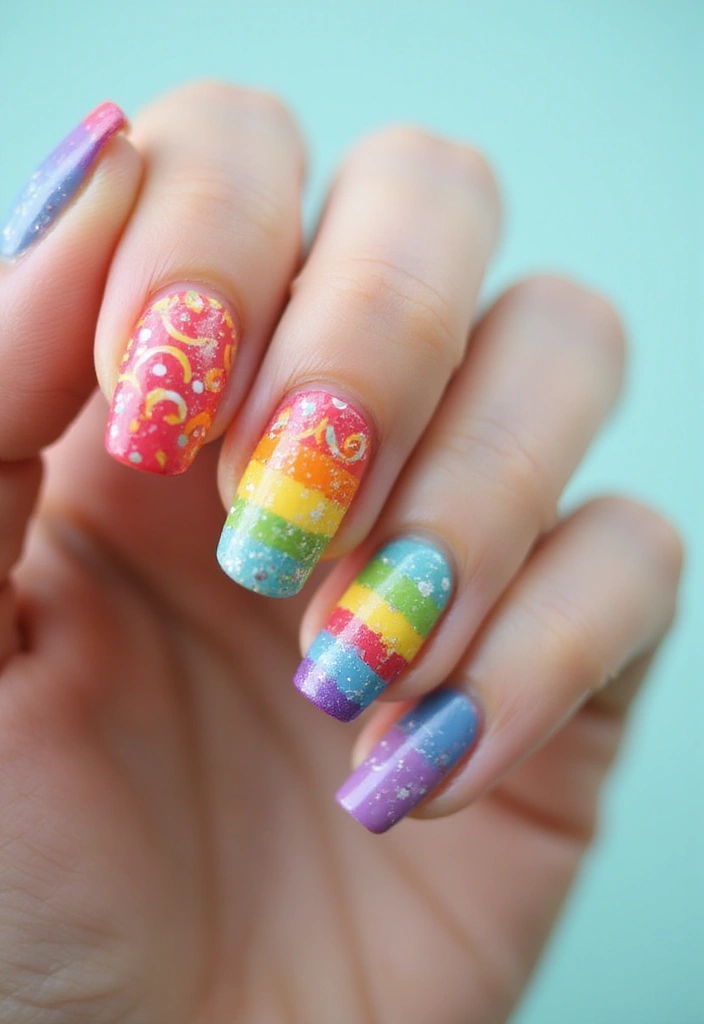 35 Gel Nail Ideas for Shiny - 24. Rainbow Designs
