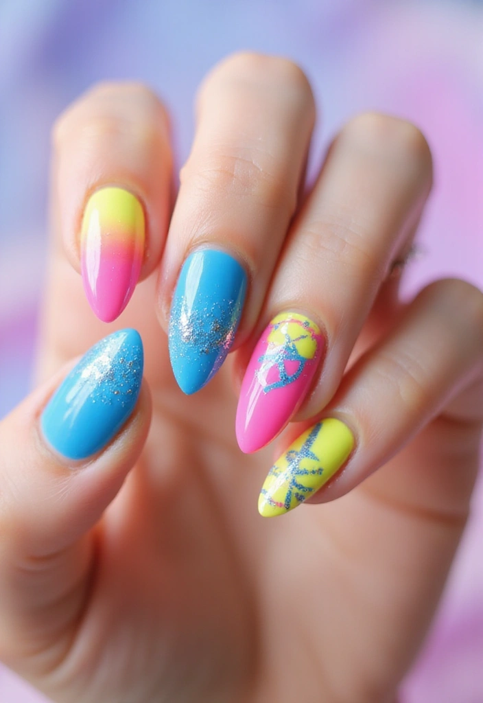 35 Gel Nail Ideas for Shiny - 25. Striking Color Combinations