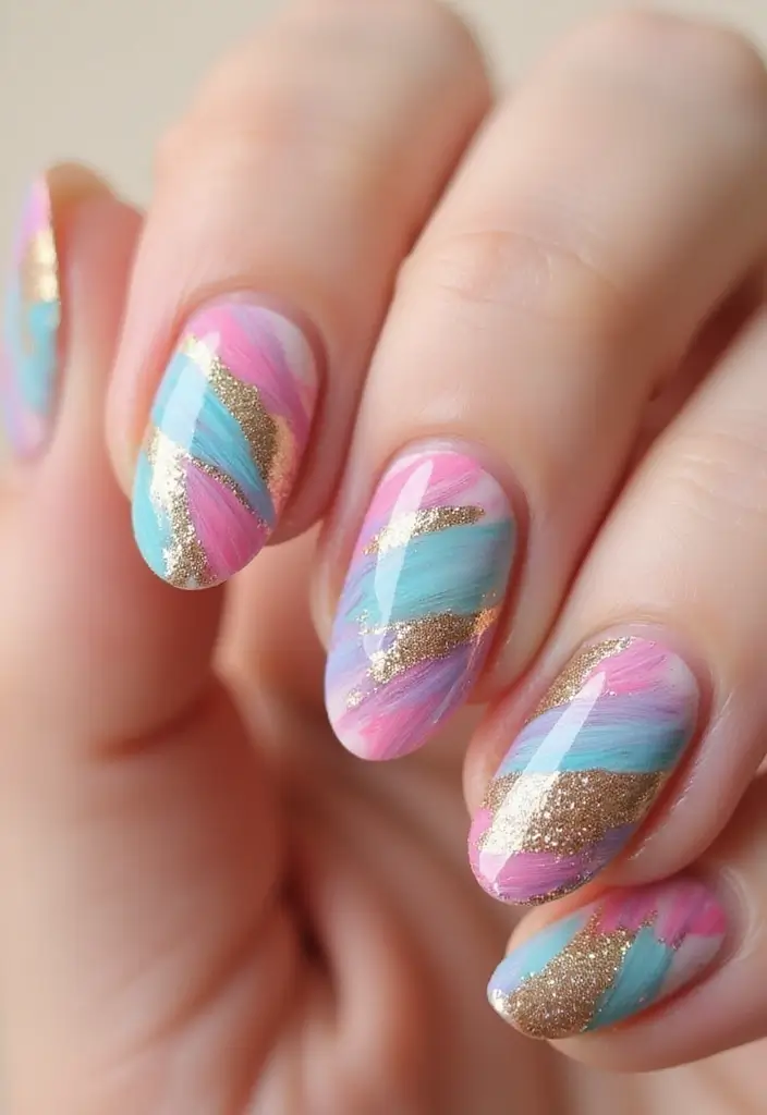 35 Gel Nail Ideas for Shiny - 27. Artistic Brush Strokes