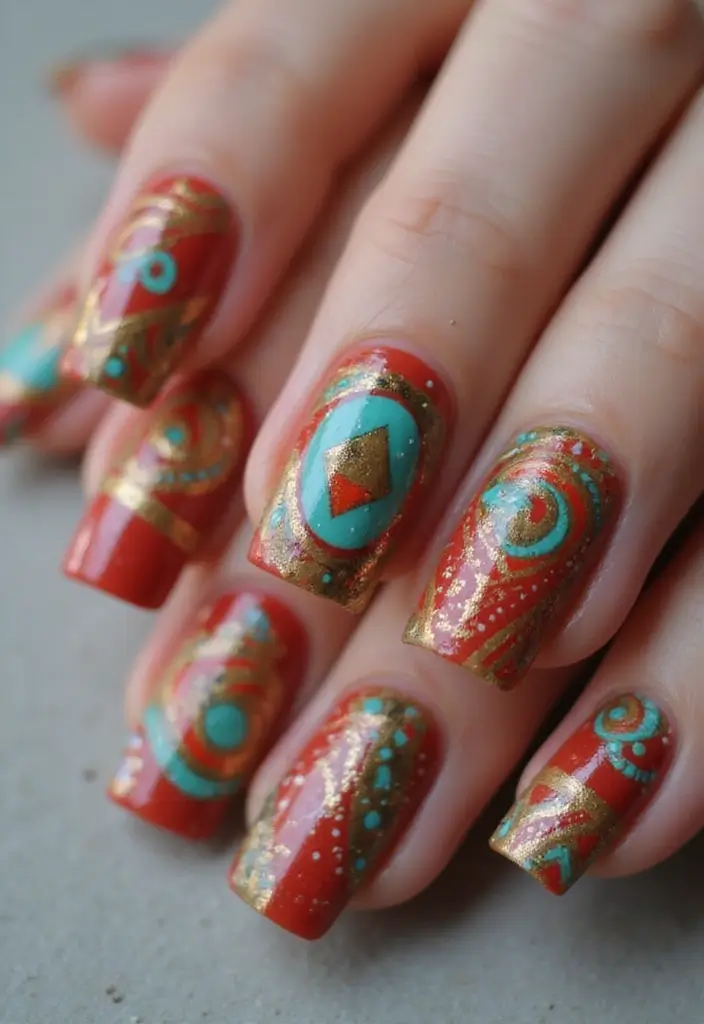 35 Gel Nail Ideas for Shiny - 29. Tribal Patterns