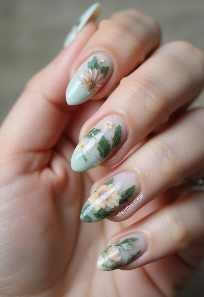 35 Gel Nail Ideas for Shiny - 3. Nature-Inspired Nail Art