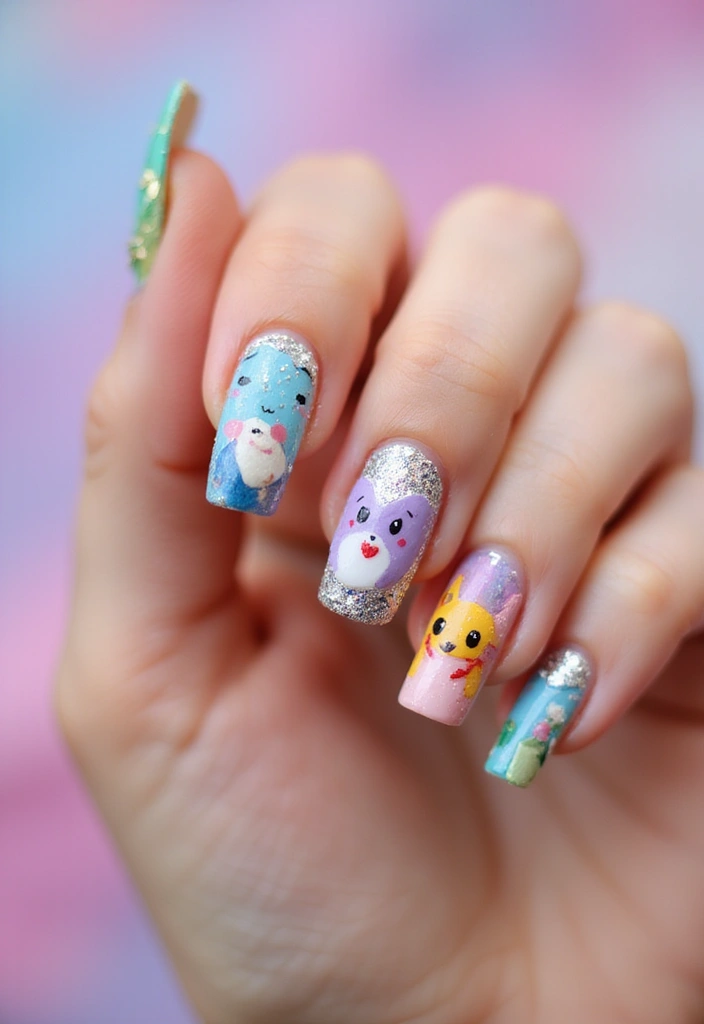 35 Gel Nail Ideas for Shiny - 31. Whimsical Characters