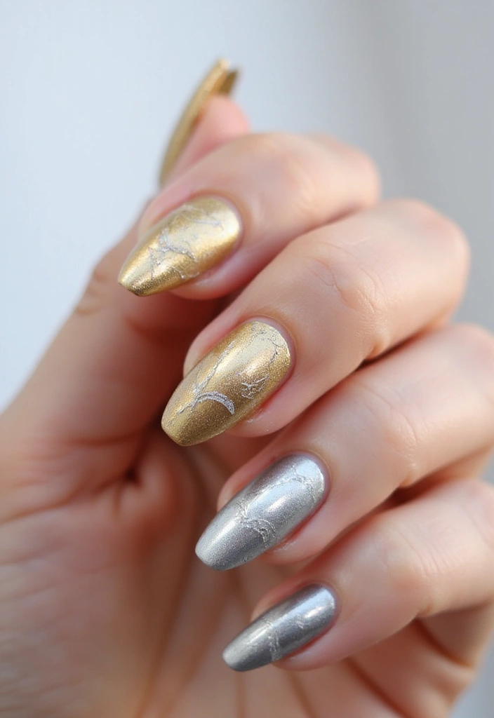35 Gel Nail Ideas for Shiny - 4. Shimmering Metallics