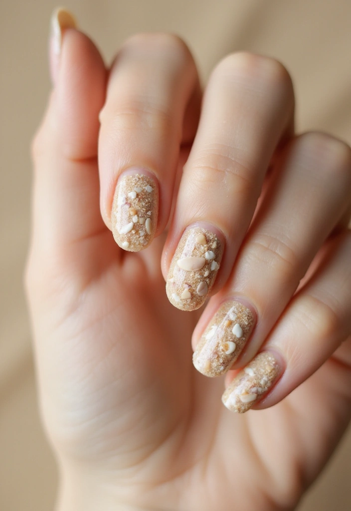 35 Medium Nail Ideas for Beautiful Harmony - 13. Textured Sand with Natural Elements