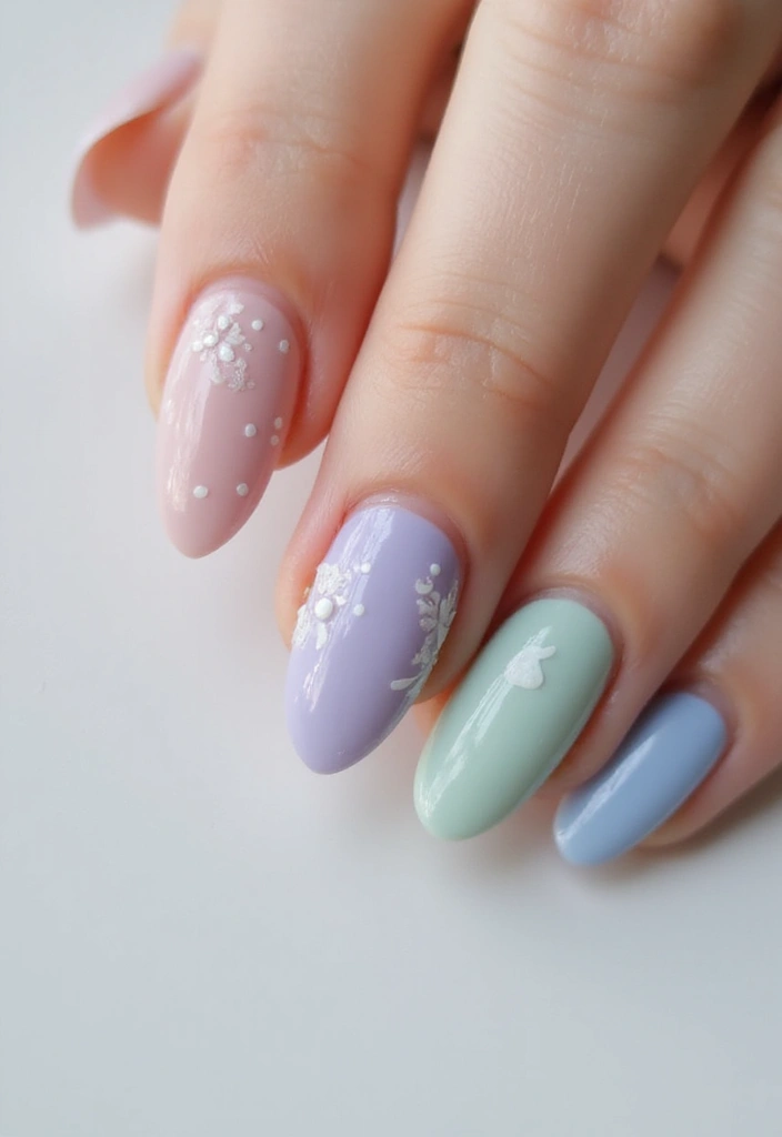35 Medium Nail Ideas for Beautiful Harmony - 16. Sweet Pastels with Soft Textures