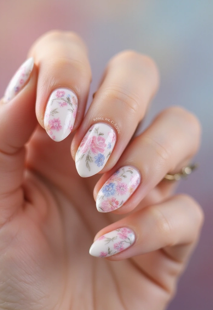 35 Medium Nail Ideas for Beautiful Harmony - 17. Vintage Charm with Earthy Patterns