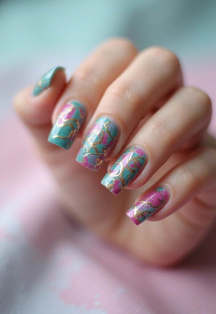 35 Medium Nail Ideas for Beautiful Harmony - 22. Graphic Art Designs with Eco-Friendly Paints