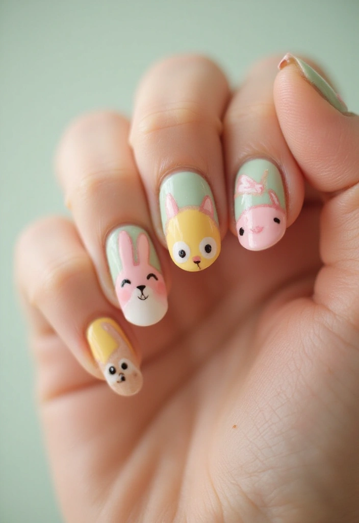 35 Medium Nail Ideas for Beautiful Harmony - 28. Charming Animals with Eco-Friendly Colors