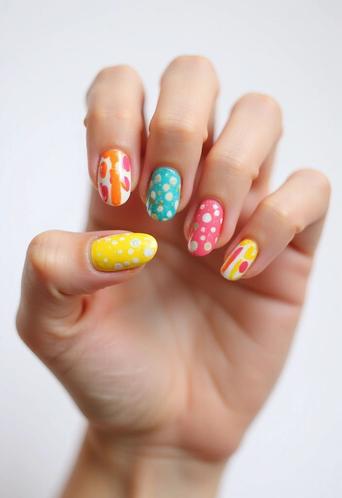 35 Medium Nail Ideas for Beautiful Harmony - 31. Bright Bold Colors with Eco-Friendly Touch