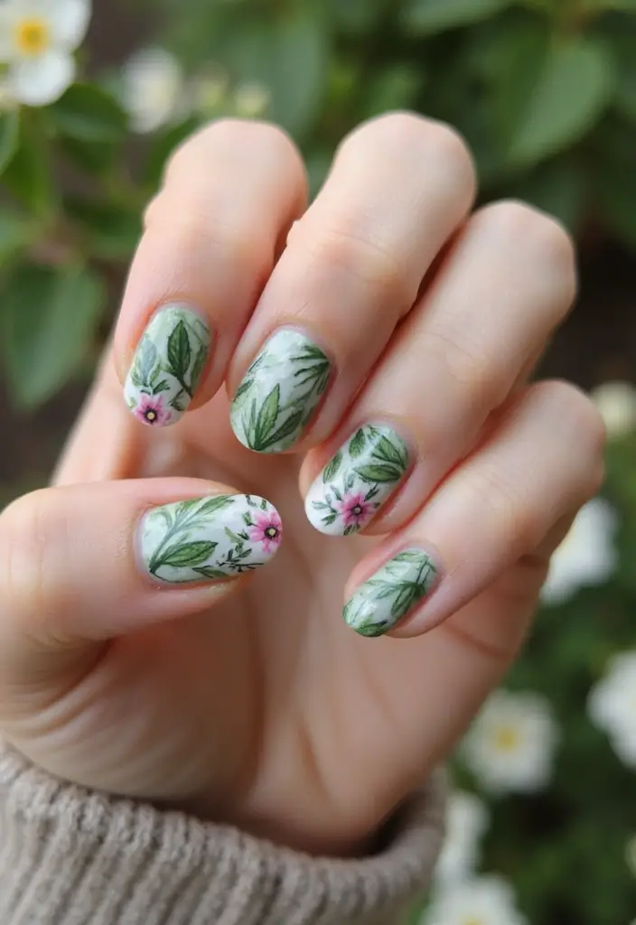 35 Must-Try Spring Nails for 2025's Hottest Seasonal Trends - 2. Botanical Bliss