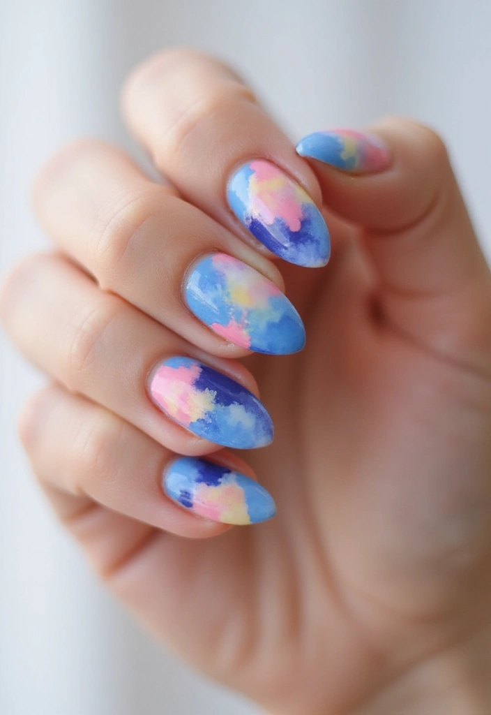 35 Nail Polish Ideas for Colorful: Coated Creativity - 14. Watercolor Splashes