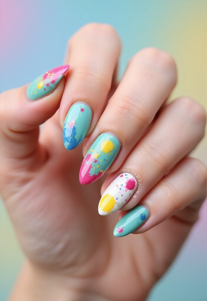 35 Nail Polish Ideas for Colorful: Coated Creativity - 21. Artistic Splatter