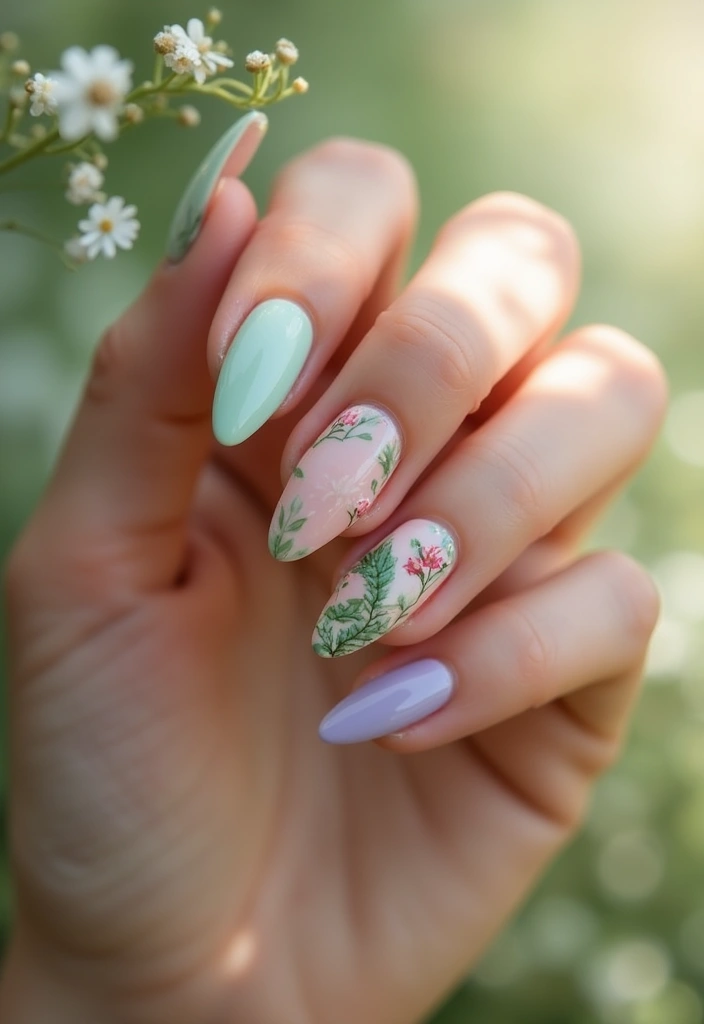 35 Nail Polish Ideas for Colorful: Coated Creativity - 30. Nature-Inspired