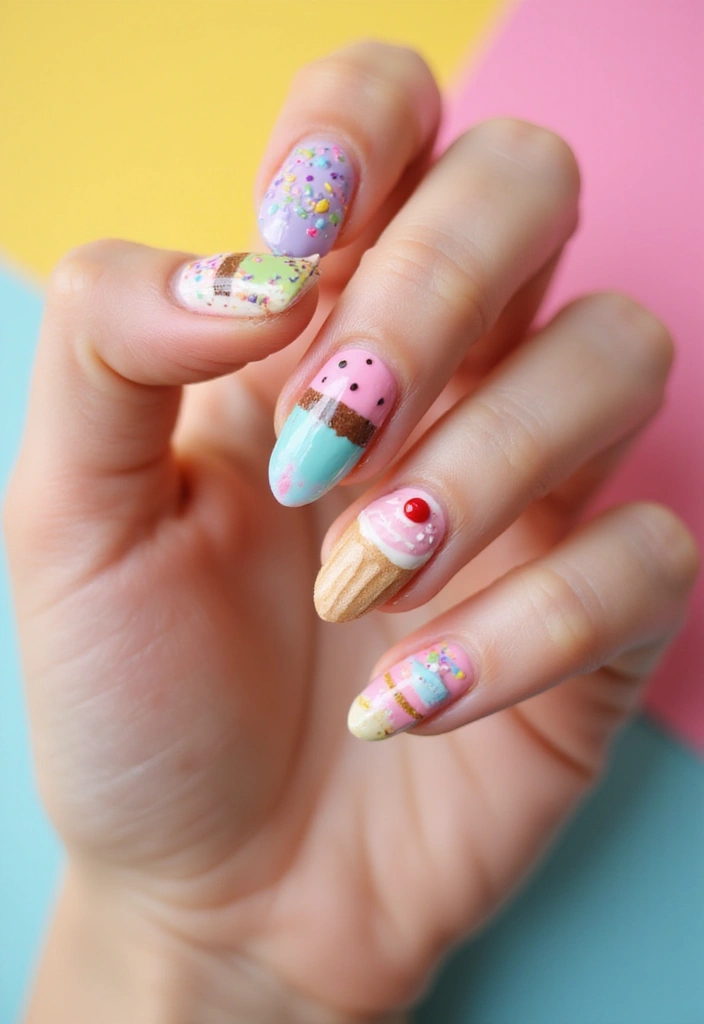 35 Nail Polish Ideas for Colorful: Coated Creativity - 31. Sweet Treats