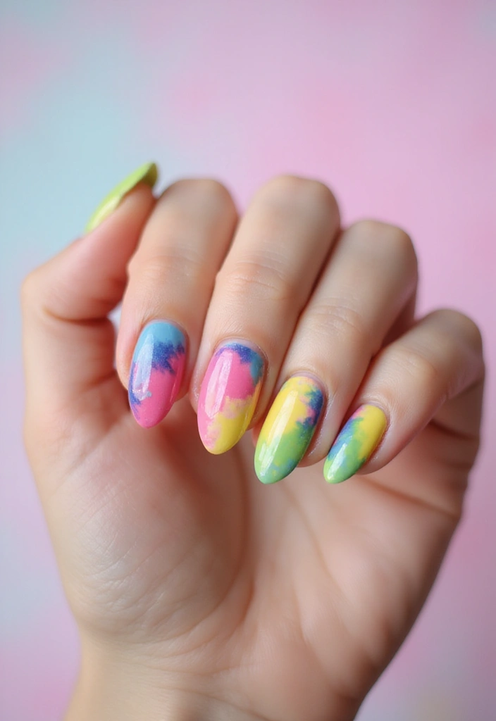 35 Nail Polish Ideas for Colorful: Coated Creativity - 7. Tie-Dye Fun