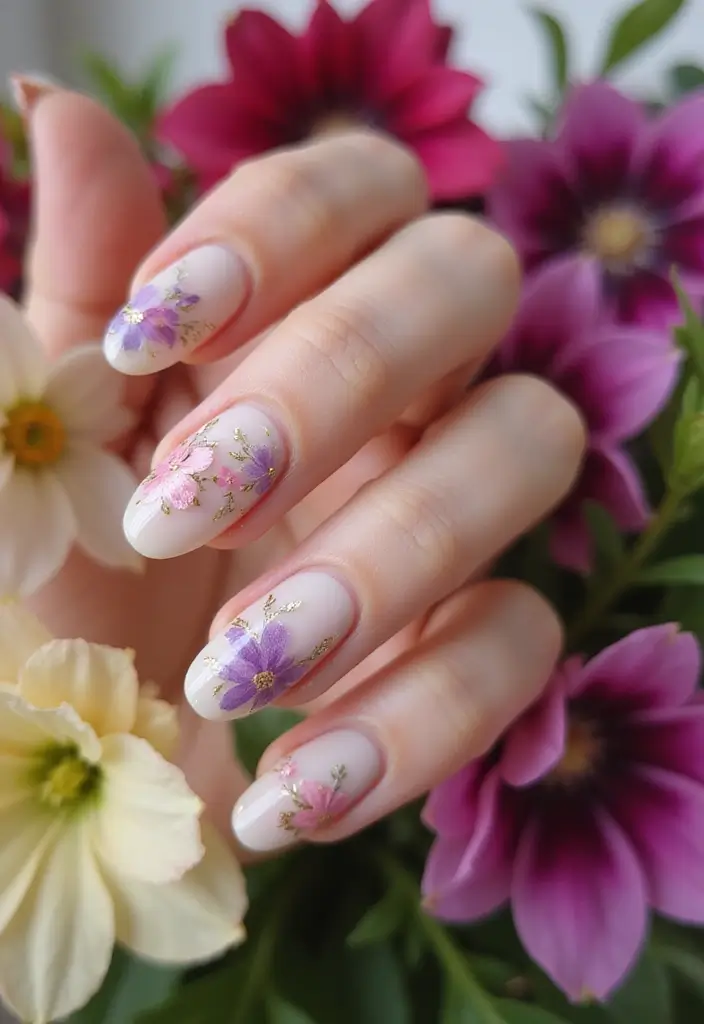35 Nail Type Ideas for Matching Your Lifestyle and Lustrous Dreams - 10. Floral Nail Art: Nature's Canvas