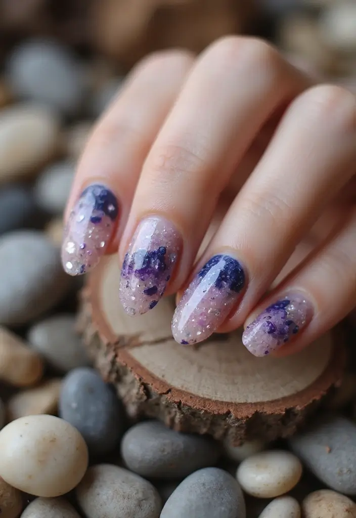 35 Nail Type Ideas for Matching Your Lifestyle and Lustrous Dreams - 7. Stone Nail Art: Nature’s Touch