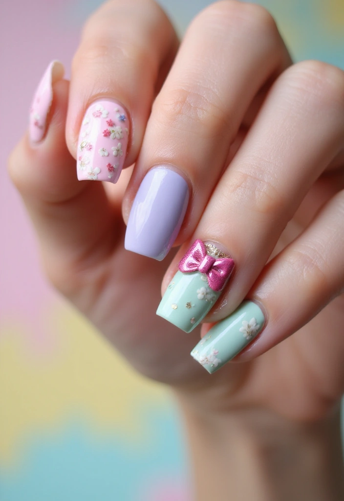 35 Playful Nails with Bows for Irresistibly Girly Charm - 12. Seasonal Bow Designs