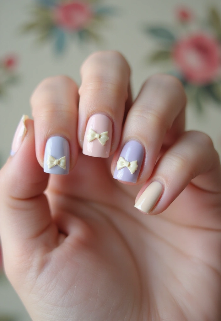 35 Playful Nails with Bows for Irresistibly Girly Charm - 17. Vintage Bow Styles