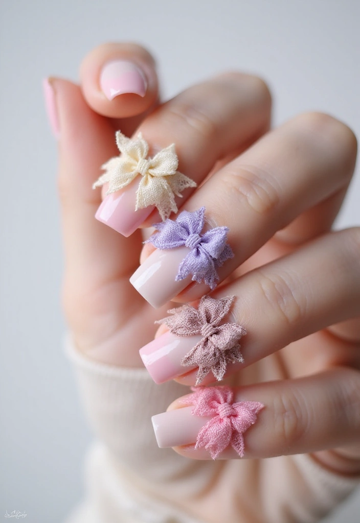 35 Playful Nails with Bows for Irresistibly Girly Charm - 23. Textured Bow Nails