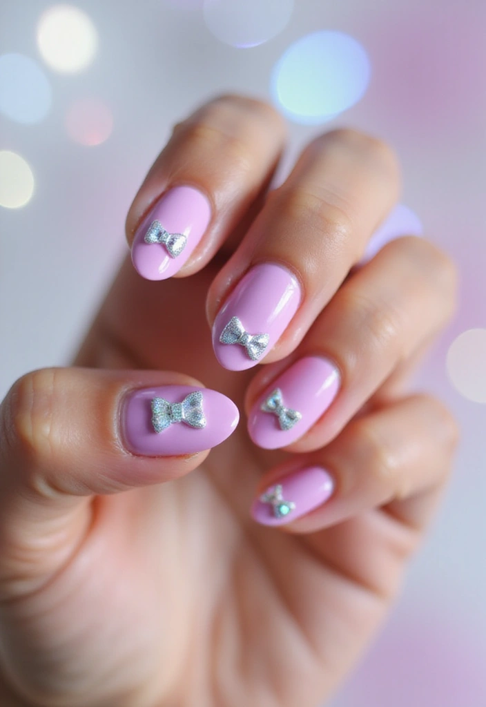 35 Playful Nails with Bows for Irresistibly Girly Charm - 30. Bows with Holographic Effects