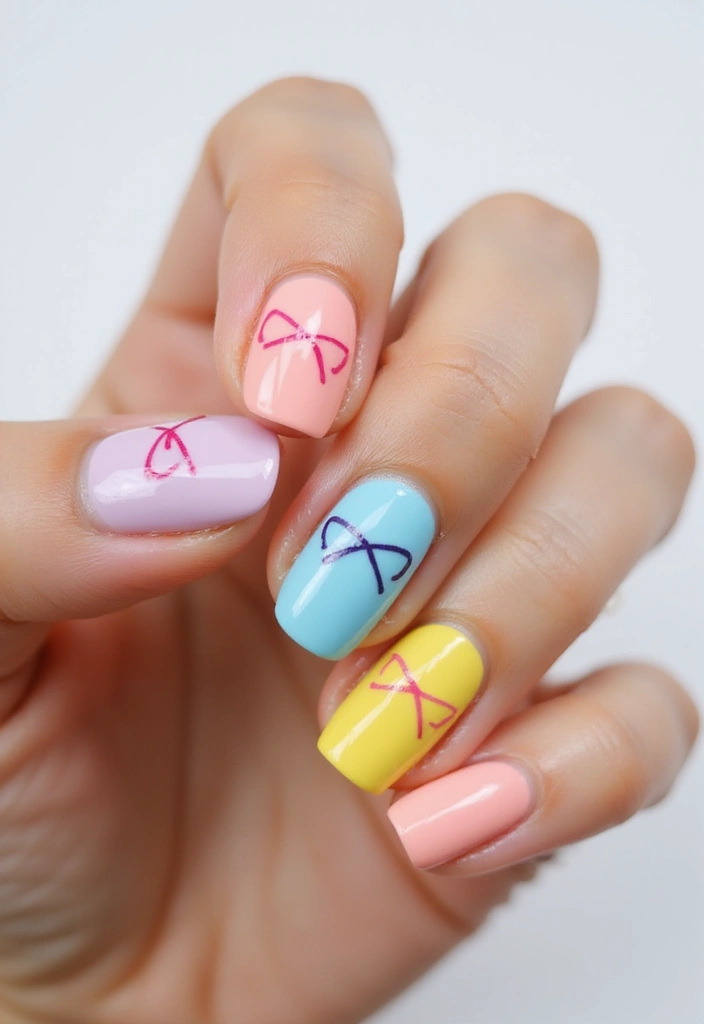 35 Playful Nails with Bows for Irresistibly Girly Charm - 35. Bows with a Twist