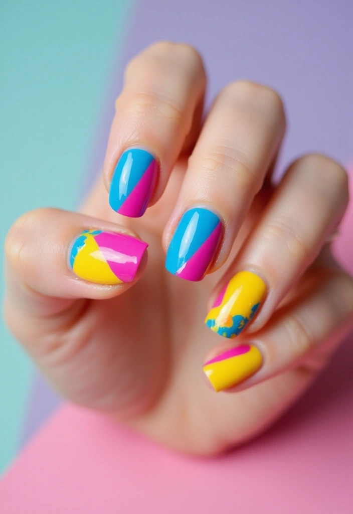 35 Sharp Stiletto Nail Ideas for Daring - 12. Color Block Chic