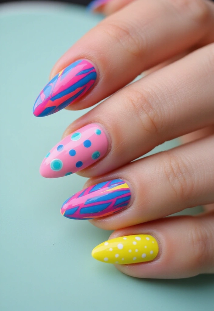 35 Sharp Stiletto Nail Ideas for Daring - 2. Bold Graphic Prints