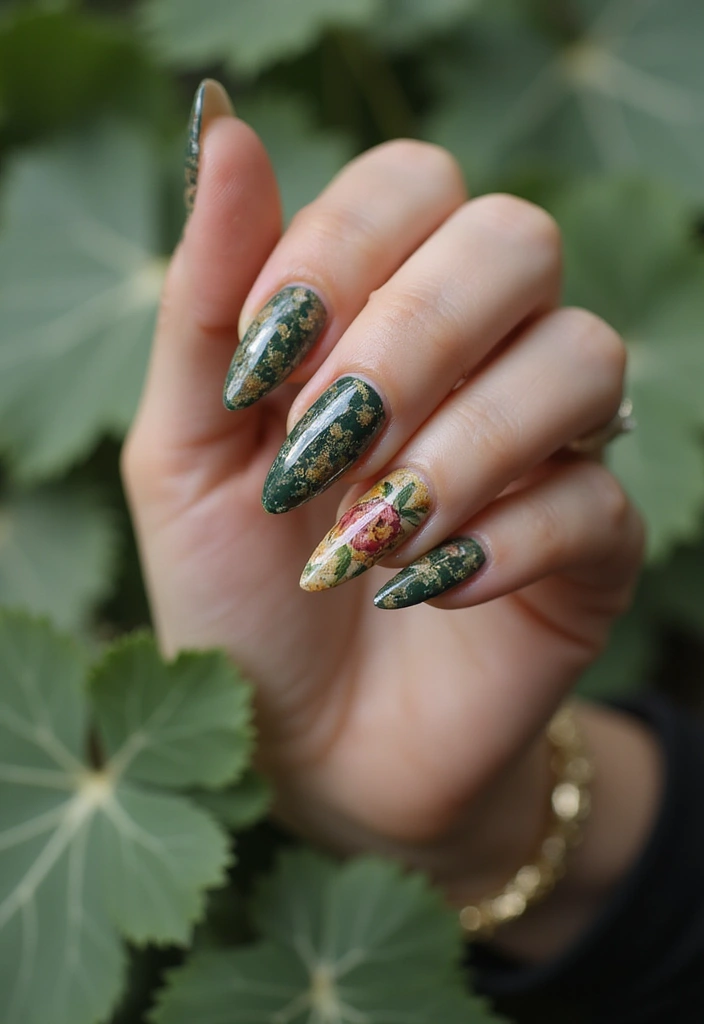 35 Sharp Stiletto Nail Ideas for Daring - 25. Nature-Inspired