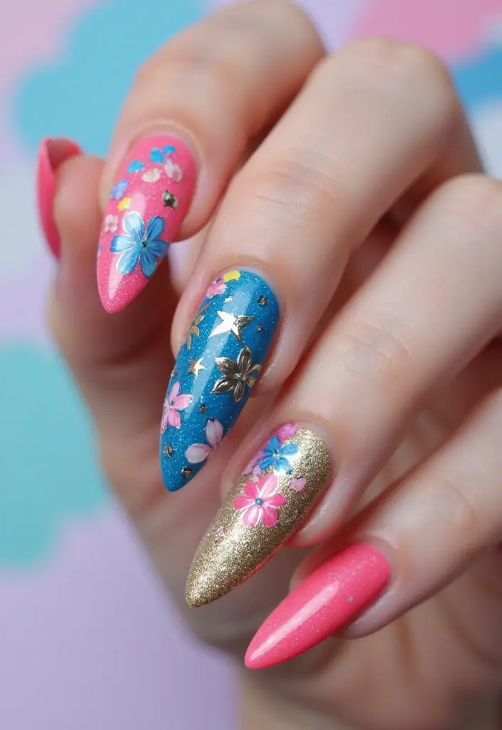 35 Sharp Stiletto Nail Ideas for Daring - 35. Daring Decals